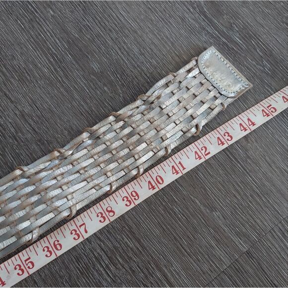 Calvin Klein Woven Tan Belt with Silver Buckle - Picture 6 of 7